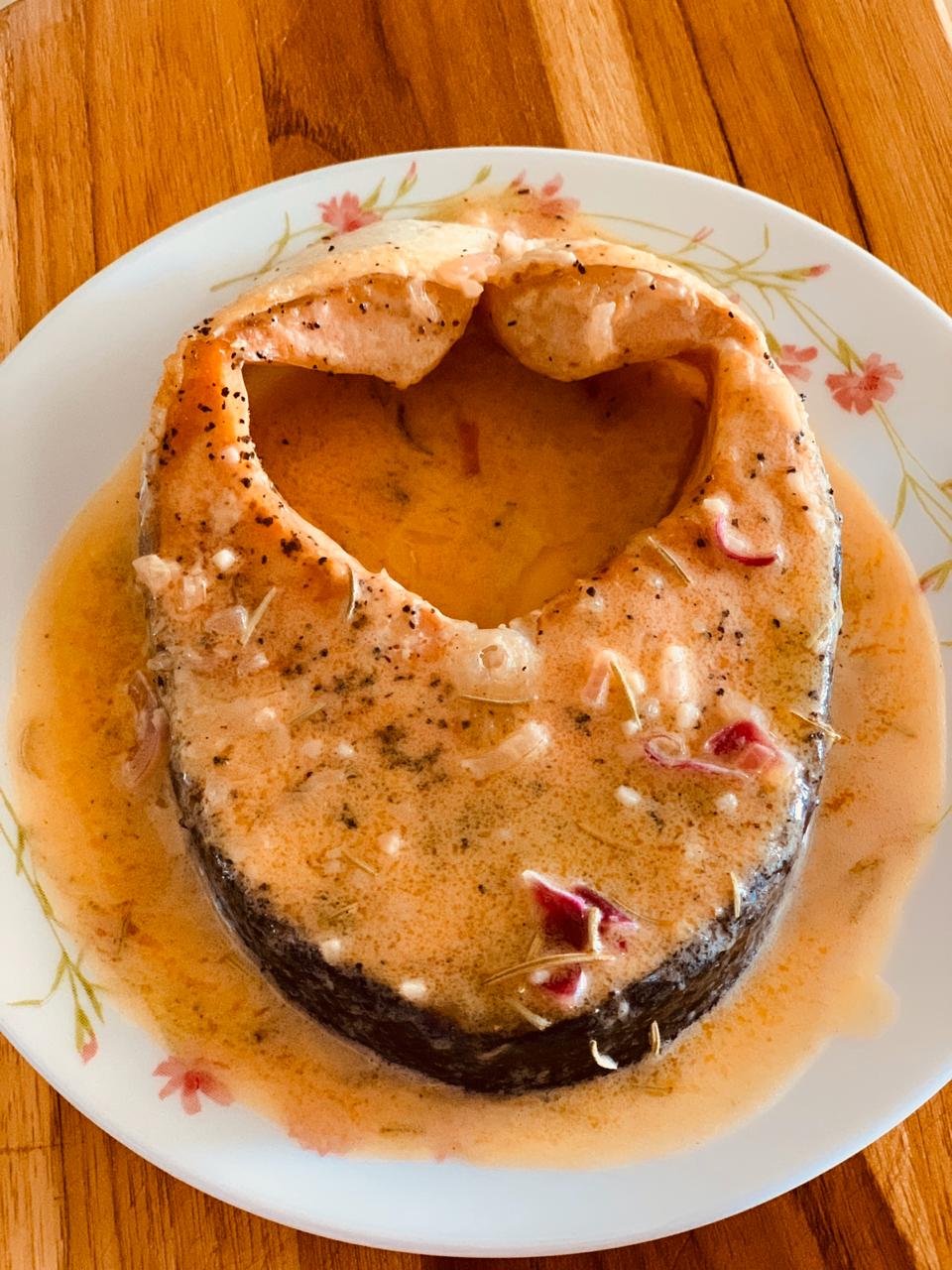 Salmon in White Wine Garlic Sauce By Doel Ray Bite By Byte